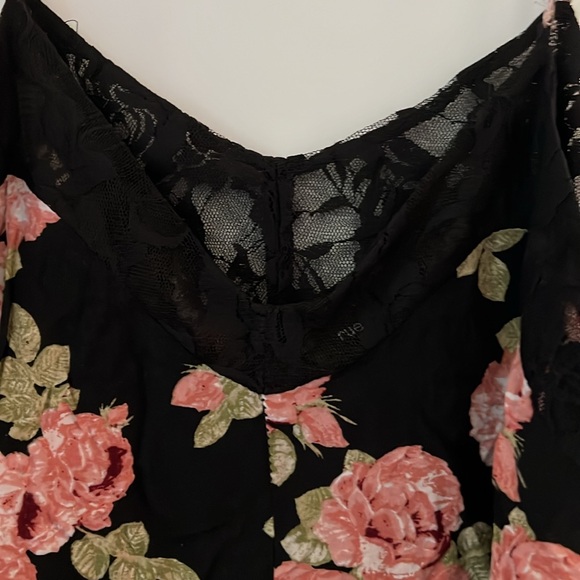 Rue21 Black, Pink, Green, White, Lace Insert Floral Slip Dress Size Large - Picture 5 of 9